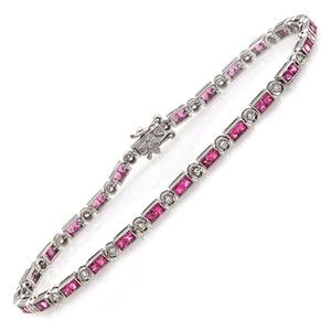 Luxo Jewelry Pink Sapphire DIamond Gold Bracelet